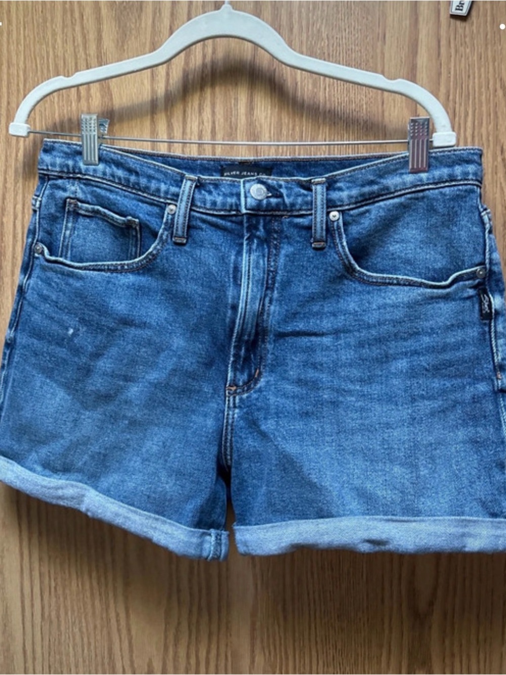 Silver Jeans Medium Blue Rolled Cuff Denim Shorts